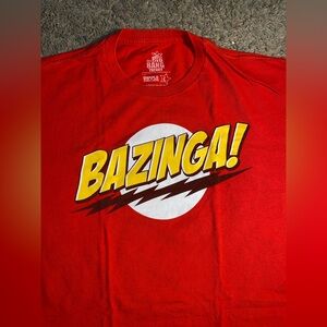 Bazinga Big Bang Theory Ripple Junction Adult Size Large Red Sheldon Tee Shirt